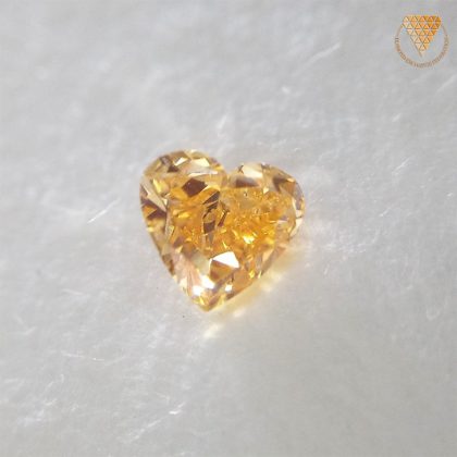 0.144 Carat Fancy Vivid Yellow Orange SI2 Natural Loose Diamond 天然 イエロー オレンジ ダイヤモンド ルース  Heart Shapeシェイプ