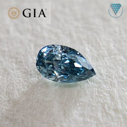 GIAレポート付 0.05 Carat Fancy Intense Green Blue GIA Natural Loose Diamond 天然 グリーン ブルー ダイヤモンド Pear Shape