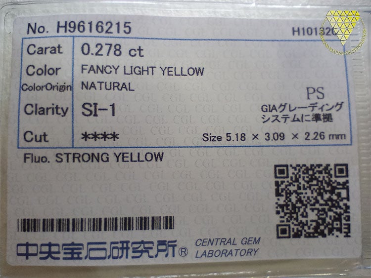 0.278 Carat Fancy Light Yellow SI1 CGL Japan Natural Loose Diamond 天然 イエロー ダイヤモンド ルース ペア シェイプ 4