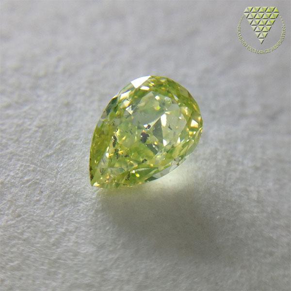 0.549 Carat Fancy Intense Green Yellow  Natural Loose Diamond 天然  イエロー ダイヤモンド ルース Pear Shape