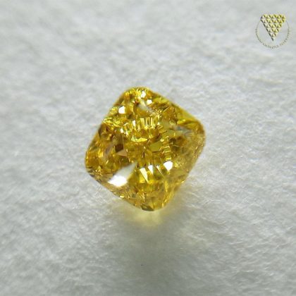 0.278 Carat Fancy Vivid Yellow I1 CGL Japan Natural Loose Diamond 天然 イエロー ダイヤモンド ルース Cushion Shape