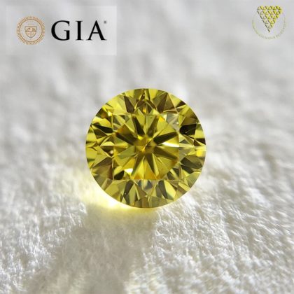 0.28 Carat Fancy Vivid Yellow VS1 GIA  Natural Loose Diamond 天然  ダイヤモンド Round Shape