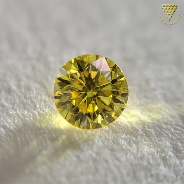 0.089 Carat Fancy Vivid Yellow SI1 CGL Japan Natural Loose Diamond 天然 イエロー ダイヤモンド ルース Round Shape