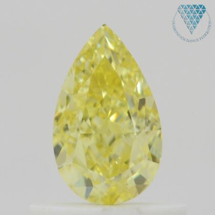 0.61 Carat, Fancy Intense  Yellow Natural Diamond, Pear Shape, SI1 Clarity, GIA
