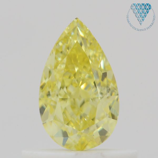 0.61 Carat, Fancy Intense  Yellow Natural Diamond, Pear Shape, SI1 Clarity, GIA