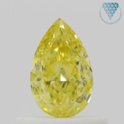 0.51 Carat, Fancy Intense  Yellow Natural Diamond, Pear Shape, VVS1 Clarity, GIA