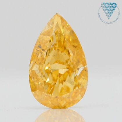 0.57 Carat, Fancy Intense Yellowish Orange Natural Diamond, Pear Shape, I2 Clarity, GIA