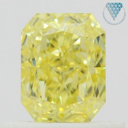 0.59 Carat, Fancy Intense  Yellow Natural Diamond, Radiant Shape, VVS1 Clarity, GIA