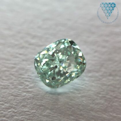 0.67 Carat, Fancy Green Natural Diamond, Cushion Shape, I1 Clarity, GIA