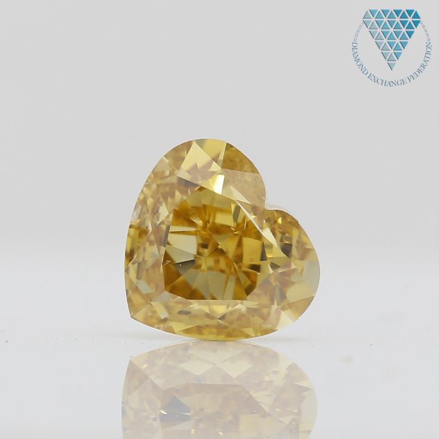 1.01 Carat, Fancy Deep Brownish Yellow Natural Diamond, Heart Shape, SI2 Clarity, GIA 2