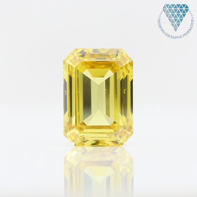 1.01 Carat, Fancy Vivid  Yellow Natural Diamond, Emerald Shape, VS2 Clarity, GIA