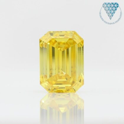 1.01 Carat, Fancy Vivid  Yellow Natural Diamond, Emerald Shape, SI1 Clarity, GIA