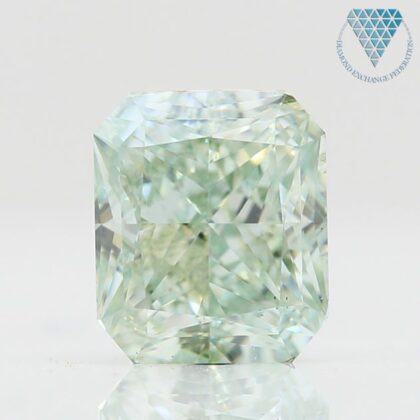 0.72 Carat, Fancy  Green Natural Diamond, Radiant Shape, SI2 Clarity, GIA