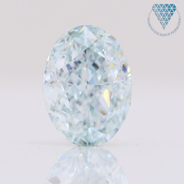 0.58 Carat, Fancy  Blue-Green Natural Diamond, Oval Shape, VS1 Clarity, GIA 2
