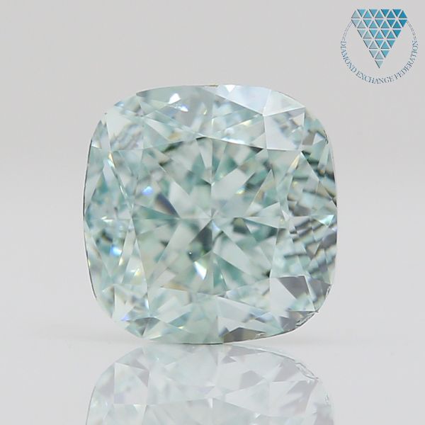 0.56 Carat, Fancy  Blue-Green Natural Diamond, Cushion Shape, VS2 Clarity, GIA 2