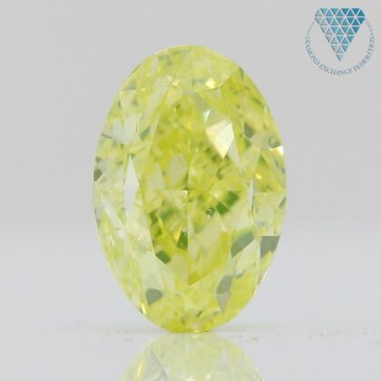 1.01 Carat, Fancy Intense Greenish Yellow Natural Diamond, Oval Shape, SI1 Clarity, GIA