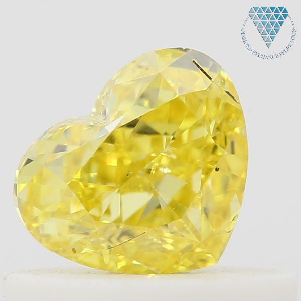 0.50 Carat, Fancy Intense  Yellow Natural Diamond, Heart Shape, SI2 Clarity, GIA