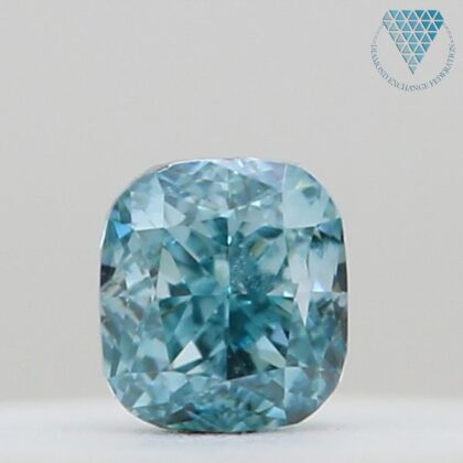 0.04 Carat, Fancy Intense Blue-Green Natural Diamond, Cushion Shape,  Clarity, GIA