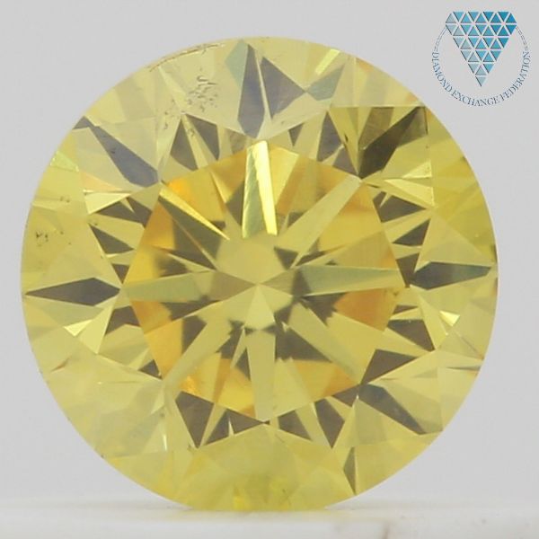 0.40 Carat, Fancy Vivid Yellow Natural Diamond, Round Shape, VS2 Clarity, GIA 2