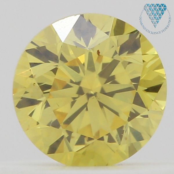 0.28 Carat, Fancy Vivid Yellow Natural Diamond, Round Shape, VS1 Clarity, GIA