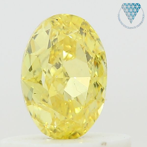 0.50 Carat, Fancy Intense  Yellow Natural Diamond, Oval Shape, SI1 Clarity, GIA 2