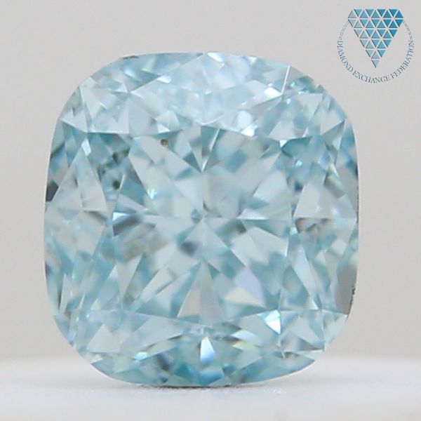 0.13 Carat, Fancy Intense Green-Blue Natural Diamond, Cushion Shape,  Clarity, GIA