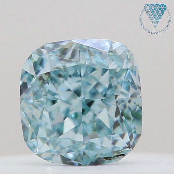 0.11 Carat, Fancy Blue-Green Natural Diamond, Cushion Shape,  Clarity, GIA