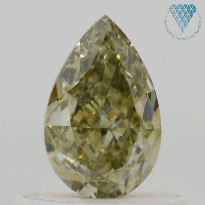 0.51 Carat, Fancy Brownish Greenish Yellow Natural Diamond, Pear Shape, VS2 Clarity, GIA