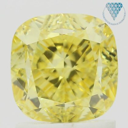2.00 Carat, Fancy Vivid  Yellow Natural Diamond, Cushion Shape, VVS2 Clarity, GIA