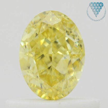 0.59 Carat, Fancy Intense  Yellow Natural Diamond, Oval Shape, VS1 Clarity, GIA