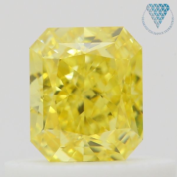 0.51 Carat, Fancy Vivid  Yellow Natural Diamond, Radiant Shape, VS1 Clarity, GIA 2