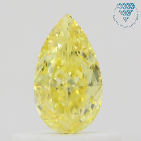 0.50 Carat, Fancy Intense  Yellow Natural Diamond, Pear Shape, VS1 Clarity, GIA