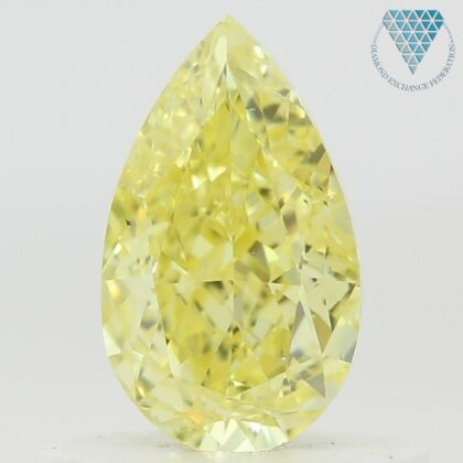 0.52 Carat, Fancy Intense  Yellow Natural Diamond, Pear Shape, SI1 Clarity, GIA