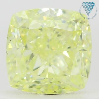 1.01 Carat, Fancy Intense Green-Yellow Natural Diamond, Cushion Shape, SI2 Clarity, GIA 2