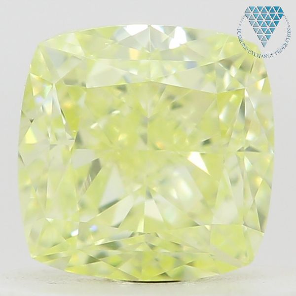 0.51 Carat, Fancy  Green-Yellow Natural Diamond, Cushion Shape, VVS2 Clarity, GIA 2