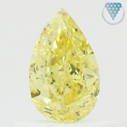 0.60 Carat, Fancy Intense Yellow Natural Diamond, Pear Shape, VS2 Clarity, GIA