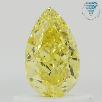 0.61 Carat, Fancy Vivid Yellow Natural Diamond, Pear Shape, VS2 Clarity, GIA