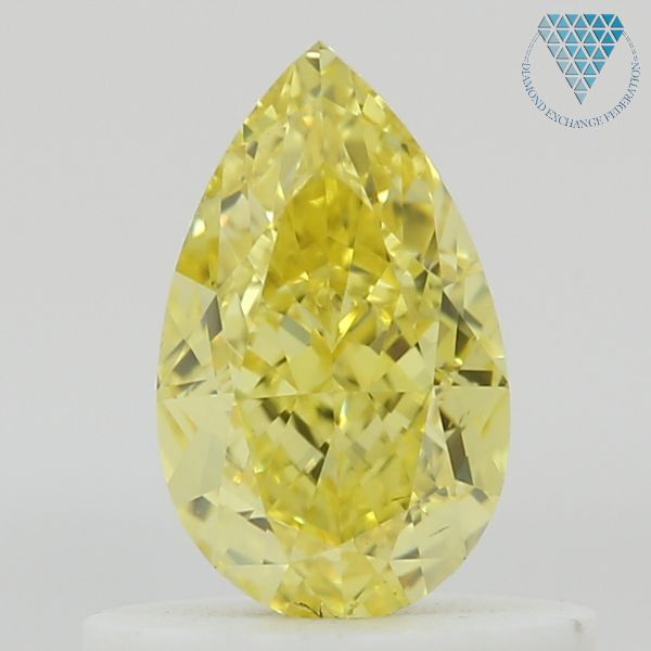 0.61 Carat, Fancy Vivid Yellow Natural Diamond, Pear Shape, VS2 Clarity, GIA 2