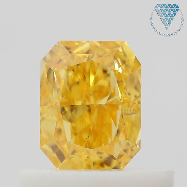 0.50 Carat, Fancy Vivid  Orange-Yellow Natural Diamond, Radiant Shape, SI1 Clarity, GIA