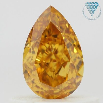 0.50 Carat, Fancy Vivid Yellowish Orange Natural Diamond, Pear Shape, SI1 Clarity, GIA