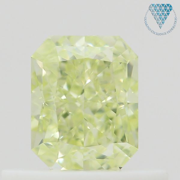 0.51 Carat, Fancy Light Greenish Yellow Natural Diamond, Radiant Shape, VS1 Clarity, GIA 2