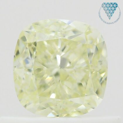0.70 Carat, Light Greenish Yellow Natural Diamond, Cushion Shape, VS1 Clarity, GIA