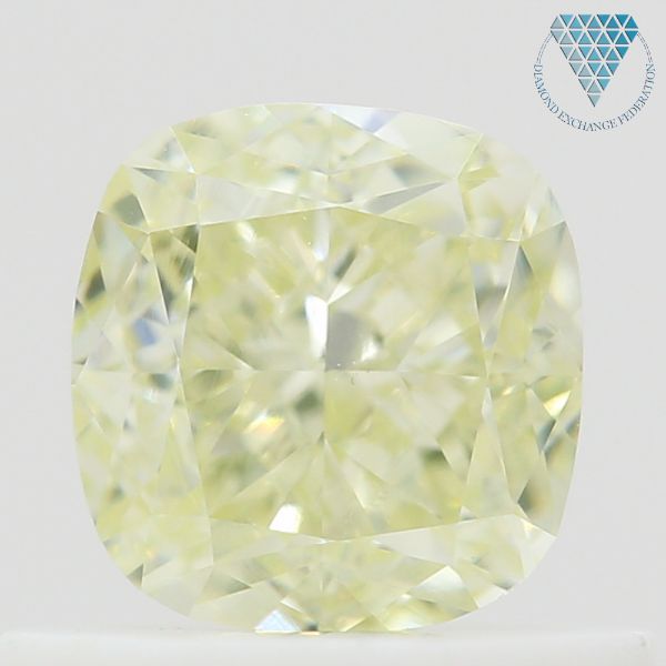 0.70 Carat, Light Greenish Yellow Natural Diamond, Cushion Shape, VS1 Clarity, GIA 2
