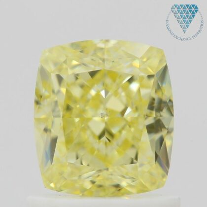 1.20 Carat, Fancy Intense  Yellow Natural Diamond, Cushion Shape, SI1 Clarity, GIA