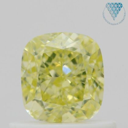 0.71 Carat, Fancy  Yellow Natural Diamond, Cushion Shape, VS1 Clarity, GIA