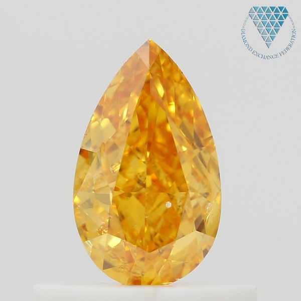 0.50 Carat, Fancy Vivid Yellowish Orange Natural Diamond, Pear Shape, I1 Clarity, GIA 2