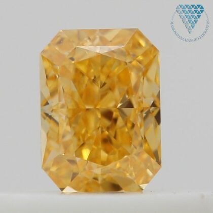 0.34 Carat, Fancy Vivid  Yellowish Orange Natural Diamond, Radiant Shape, VS1 Clarity, GIA