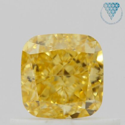 0.56 Carat, Fancy Deep Orangy Yellow Natural Diamond, Cushion Shape, VVS2 Clarity, GIA