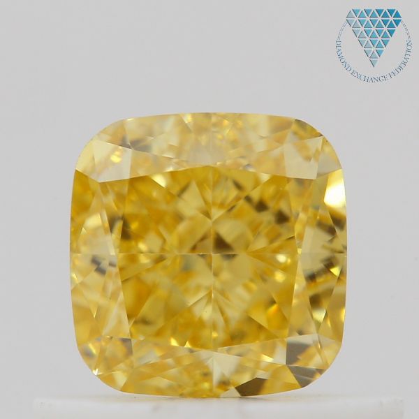 0.56 Carat, Fancy Deep Orangy Yellow Natural Diamond, Cushion Shape, VVS2 Clarity, GIA 2