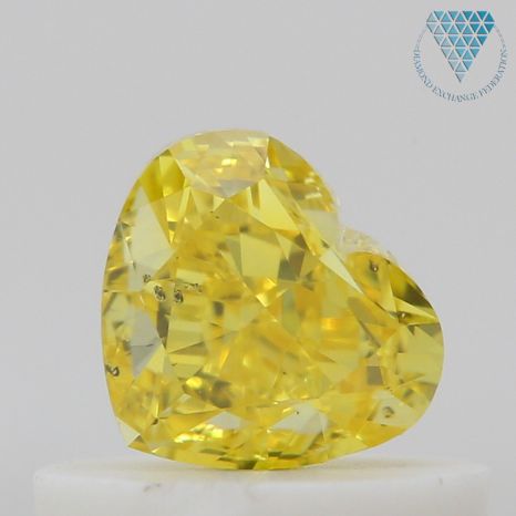 0.50 Carat, Fancy Vivid Yellow Natural Diamond, Heart Shape, SI1 Clarity, GIA
